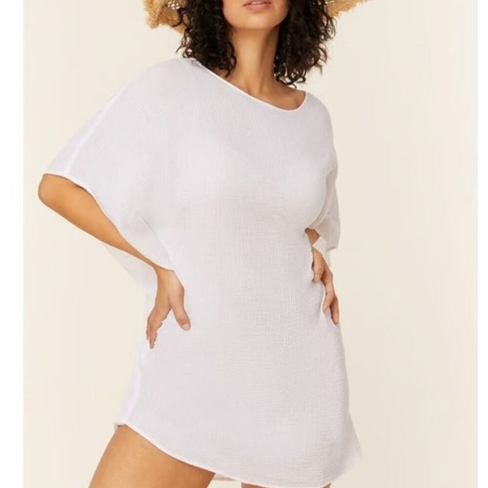 NWT Andie Swim White Sheer Cover-Up, The Magdalena Kaftan - Size L/XL